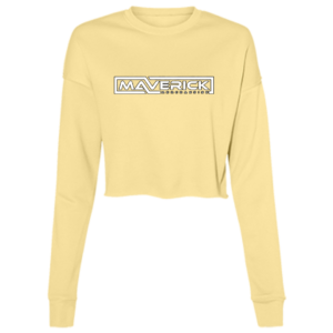 Ladies' Cropped Crewneck Fleece 52/48 Airlume Cotton-Poly with Drop-Shoulder & Raw Hem (Yellow)